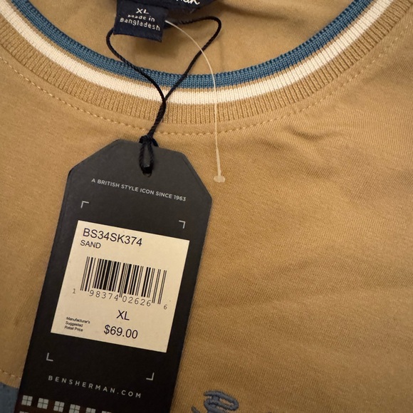 Ben Sherman Tan and Blue Men's Shirt - Picture 2 of 3
